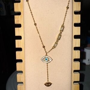 Mystic Gold Stainless Steel Evil Eye Necklace WILL NOT TARNISH